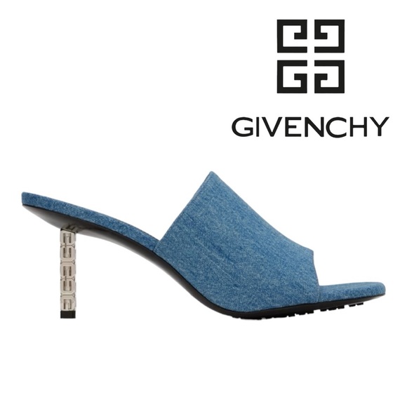 [New-Authentic] Givenchy G Cube Heel Mules - Medium Blue - Picture 1 of 12